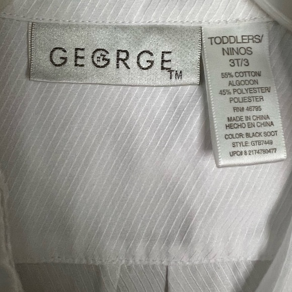 $10 NWOT George Boys Toddler 3T white button down - Picture 2 of 3